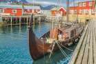 Norway- Lofoten Islands. Ballstadoy from across the lake Art Print